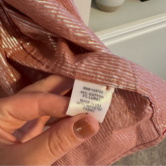 Xirena Pink Metallic Striped Button Front Blouse Small - Picture 7 of 11
